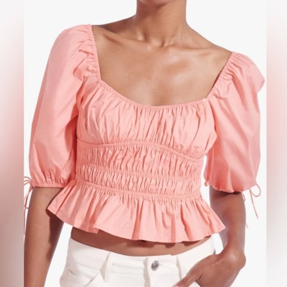 Staud Cotton Poplin Puff-Sleeve Faye Top